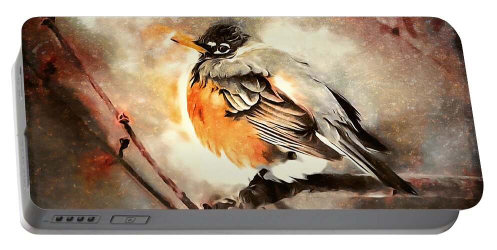American Robin Portable Battery Charger featuring the painting American Robin by Tina LeCour