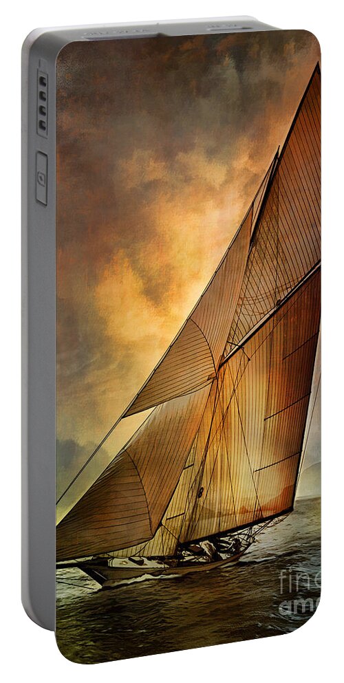 Sailboat Portable Battery Charger featuring the digital art America's Cup 1 by Andrzej Szczerski