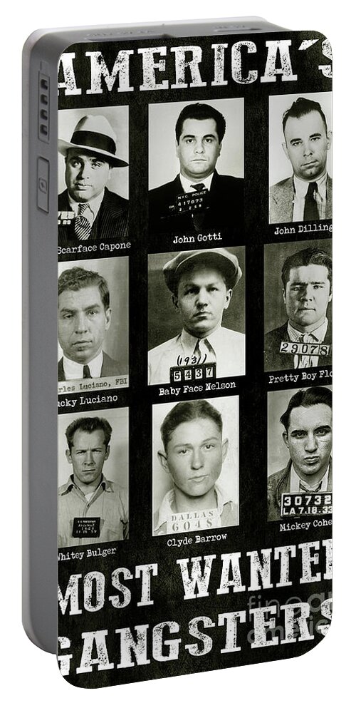 Ganster Portable Battery Charger featuring the photograph Americas Most Wanted Gangsters by Jon Neidert
