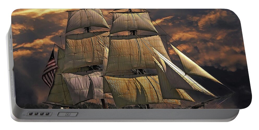 America's Ship Portable Battery Charger featuring the painting America's Ship by Harry Warrick