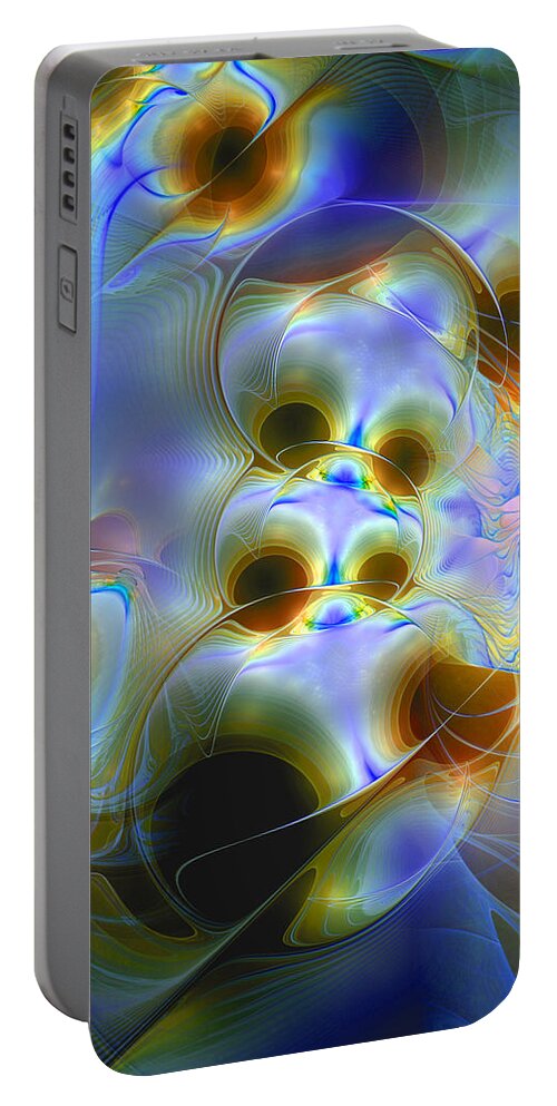 Abstract Portable Battery Charger featuring the digital art Amiable Catharsis by Casey Kotas