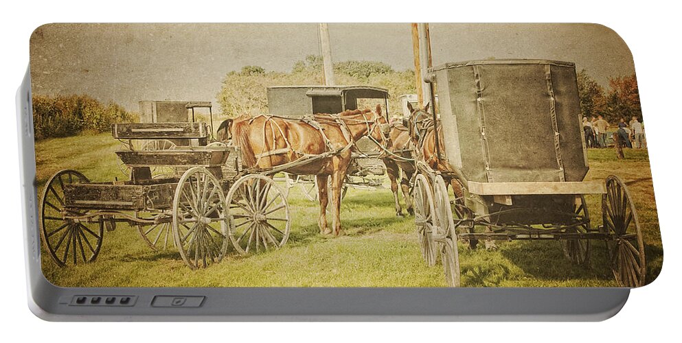 Amish Portable Battery Charger featuring the photograph Amish wagons by Al Mueller