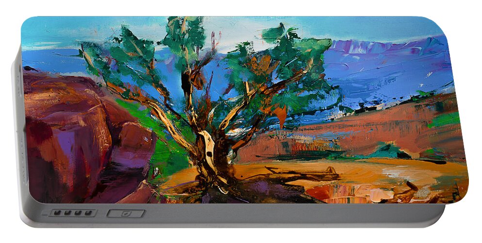 Sedona Portable Battery Charger featuring the painting Among the Red Rocks - Sedona by Elise Palmigiani