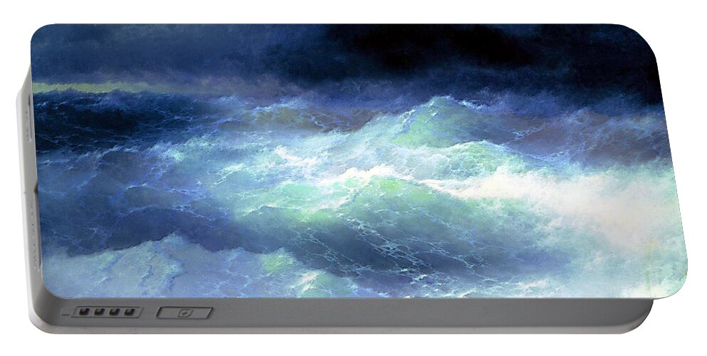 Ivan Aivazovsky Portable Battery Charger featuring the painting Among the waves by Aivazovsky