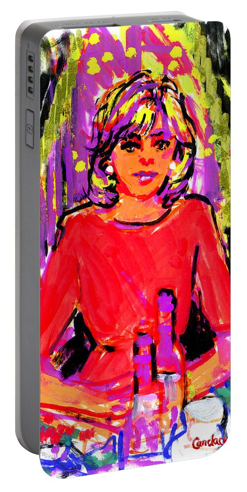Amy Portable Battery Charger featuring the painting Amy at the Brick Oven by Candace Lovely