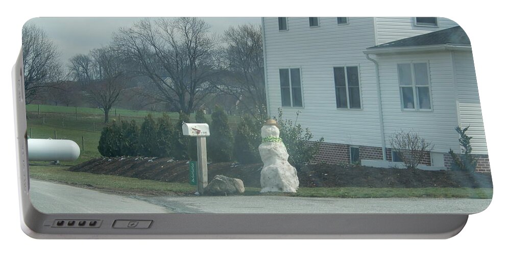 Amish Portable Battery Charger featuring the photograph An Amish Snowman by Christine Clark