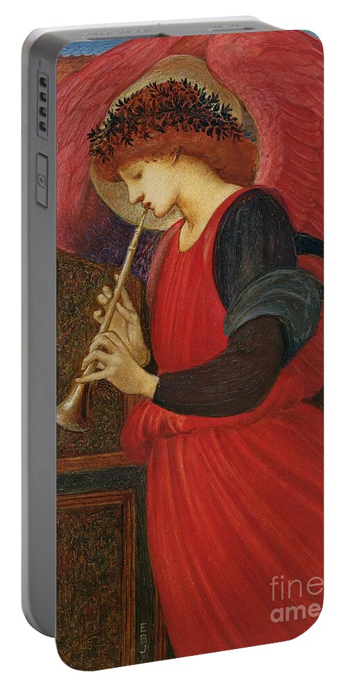 An Angel Playing A Flageolet Portable Battery Charger featuring the painting An Angel Playing a Flageolet by Sir Edward Burne-Jones