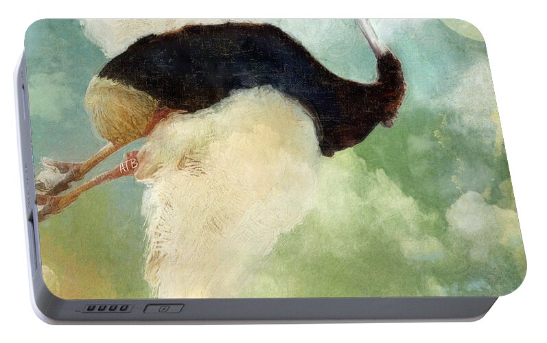 Ostrich Portable Battery Charger featuring the painting Anastasia's Ostrich by Mindy Sommers