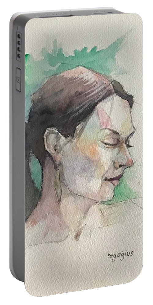 Female Portable Battery Charger featuring the painting Anastazia II by Ray Agius