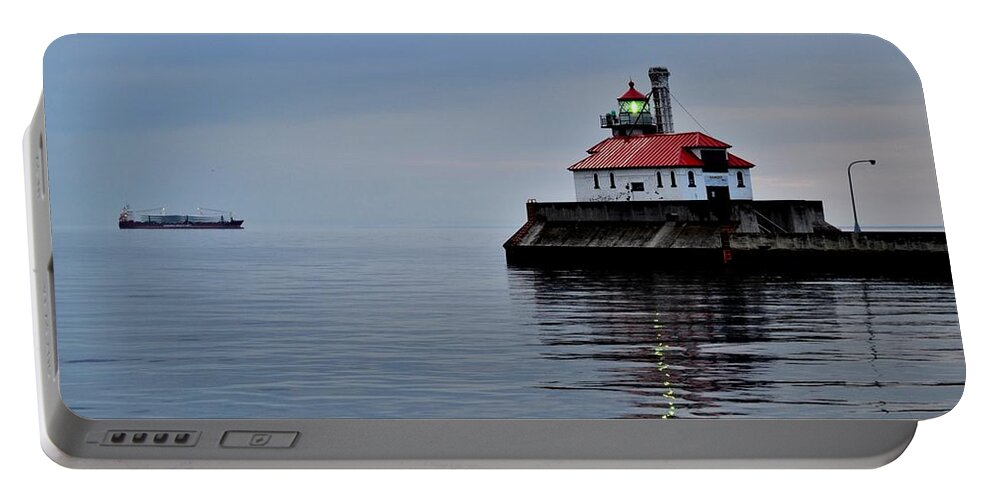 Lighthouse Portable Battery Charger featuring the photograph Anchored by Susie Loechler