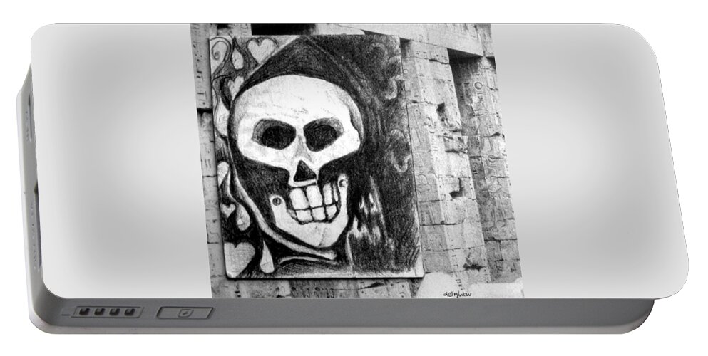 Skull Portable Battery Charger featuring the drawing Ancient Skull by Delight Worthyn