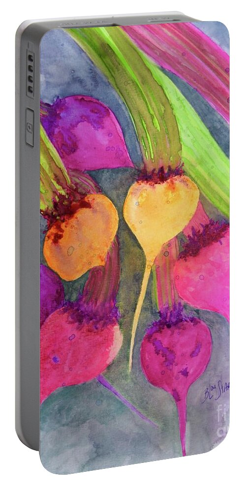  Portable Battery Charger featuring the painting And The Beet Goes On by Barrie Stark