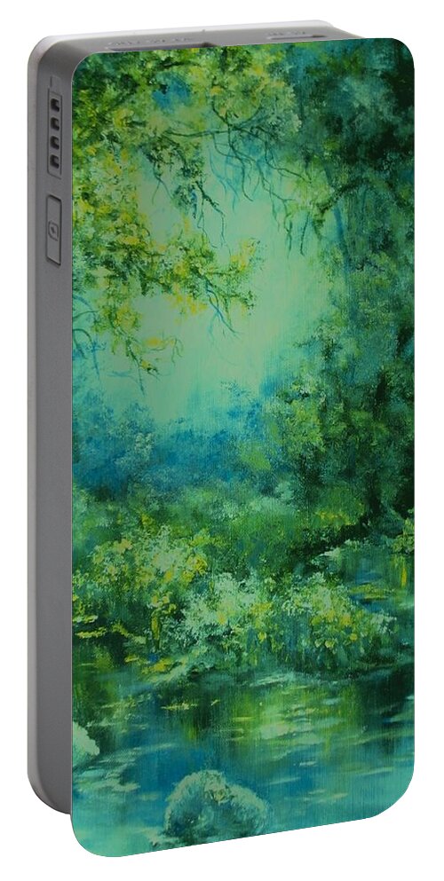 Light Portable Battery Charger featuring the painting And Time Stood Still by Mary Wolf
