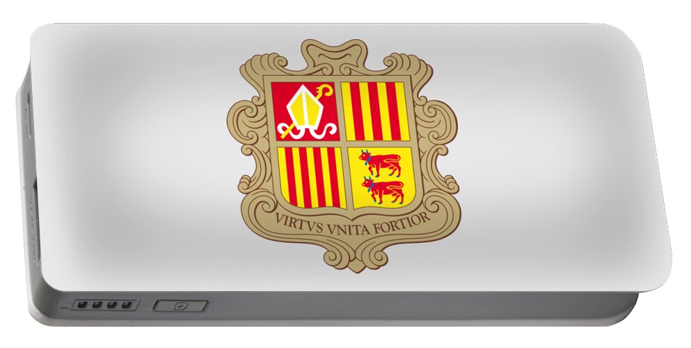 Andorra Portable Battery Charger featuring the drawing Andorra Coat of Arms by Movie Poster Prints