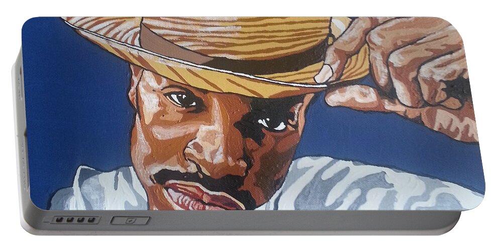 Andre 3000 Portable Battery Charger featuring the painting Andre Benjamin by Rachel Natalie Rawlins