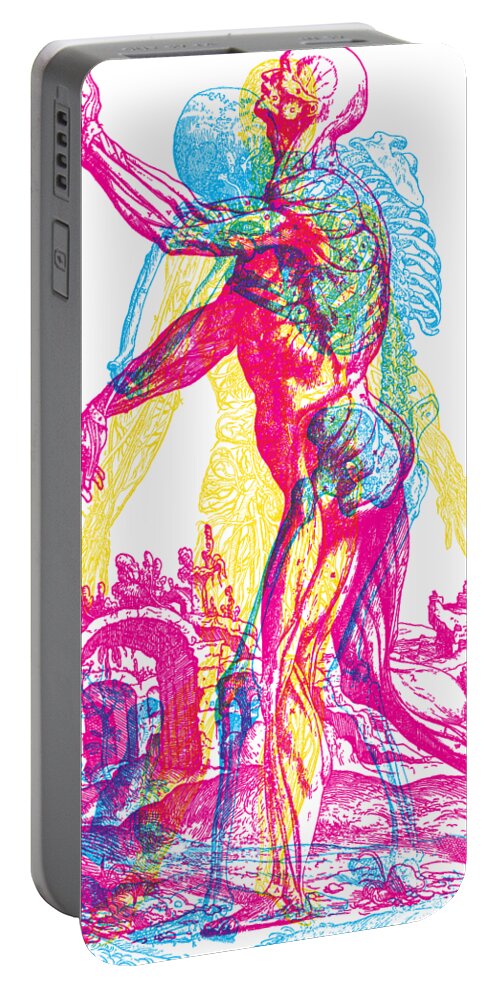 Antique Portable Battery Charger featuring the painting Andreae Vesalii Anatomy 1 by Gary Grayson