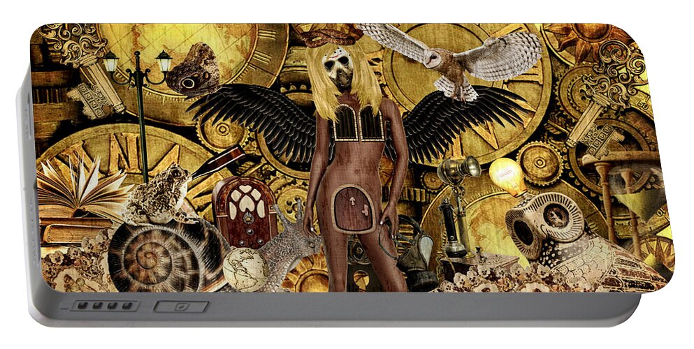 Steampunk Portable Battery Charger featuring the mixed media Angel In Disguise by Ally White