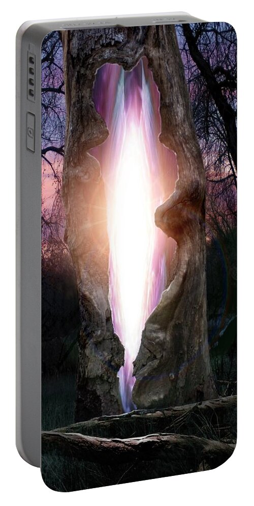 Angels Portable Battery Charger featuring the digital art Angel in the Forest by Bill Stephens