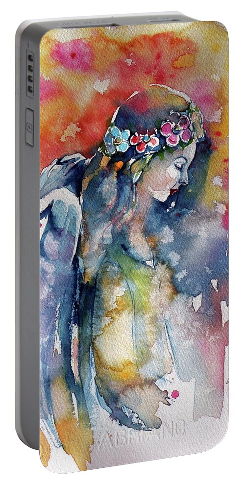 Angel Portable Battery Charger featuring the painting Angel by Kovacs Anna Brigitta