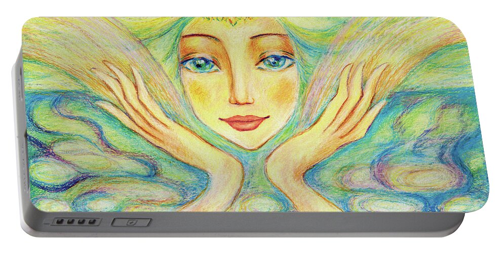 Angel Woman Portable Battery Charger featuring the painting Angel of Serenity by Eva Campbell