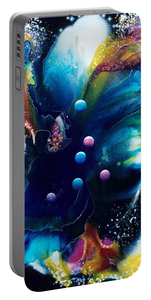 Spiritual Portable Battery Charger featuring the painting Angel of the Six Stars by Lee Pantas