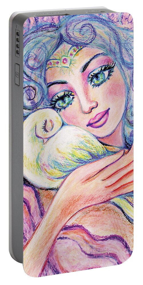 Angel Woman Portable Battery Charger featuring the painting Angel of Tranquility by Eva Campbell