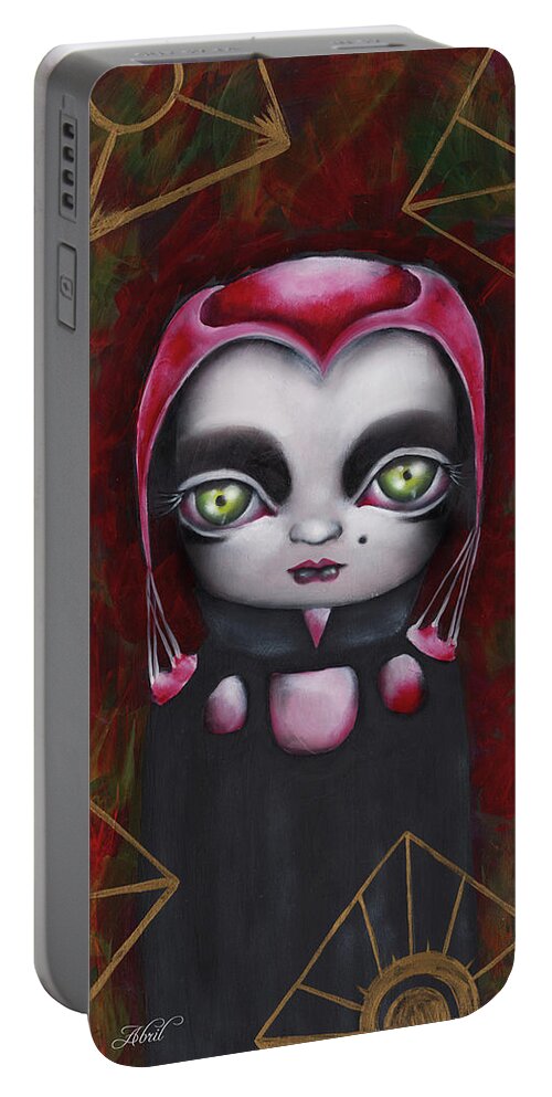 Hellraiser Portable Battery Charger featuring the painting Angelique by Abril Andrade