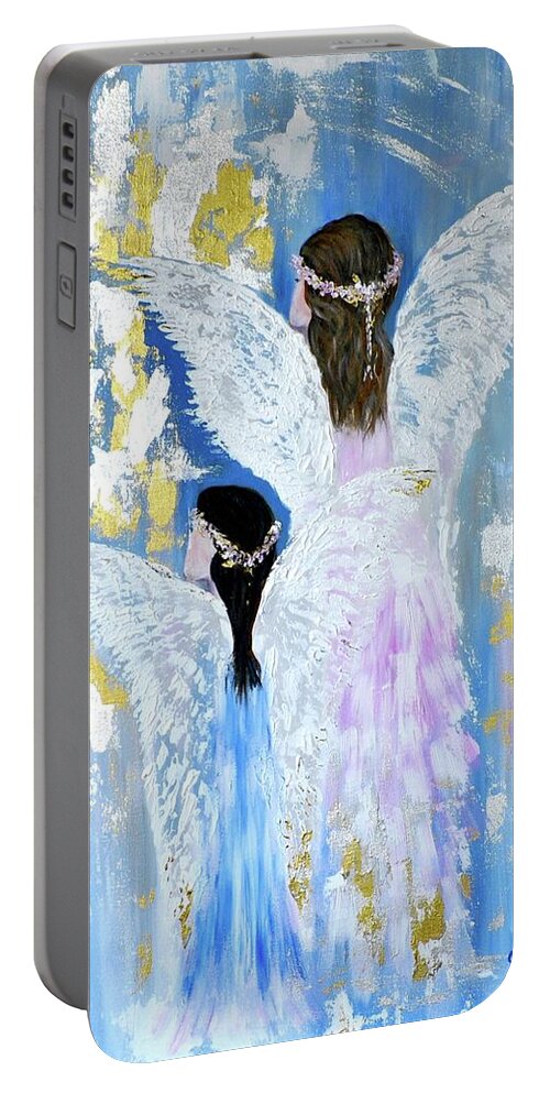 Angels Portable Battery Charger featuring the painting Angels 2 by Debi Starr