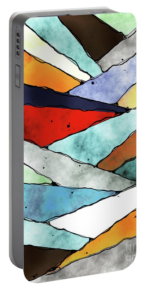 Slices Portable Battery Charger featuring the digital art Angles of Textured Colors by Phil Perkins