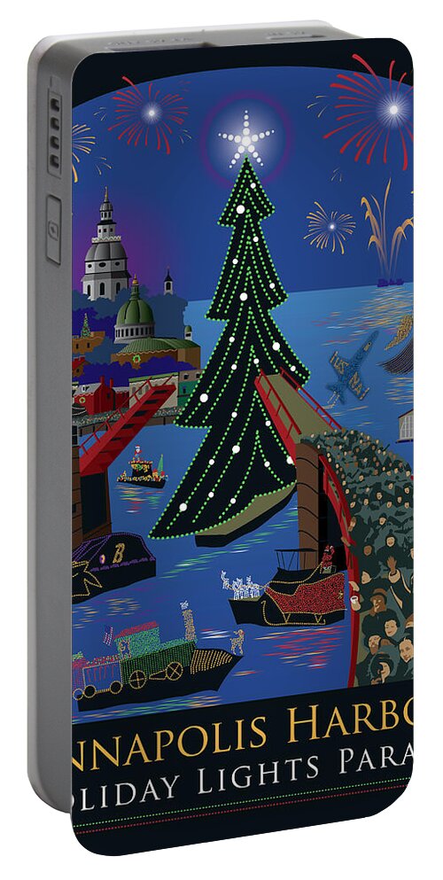Annapolis Portable Battery Charger featuring the digital art Annapolis Holiday Lights Parade by Joe Barsin