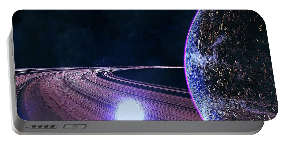 Deep Space Portable Battery Charger featuring the painting Another Space, Another Earth by AM FineArtPrints