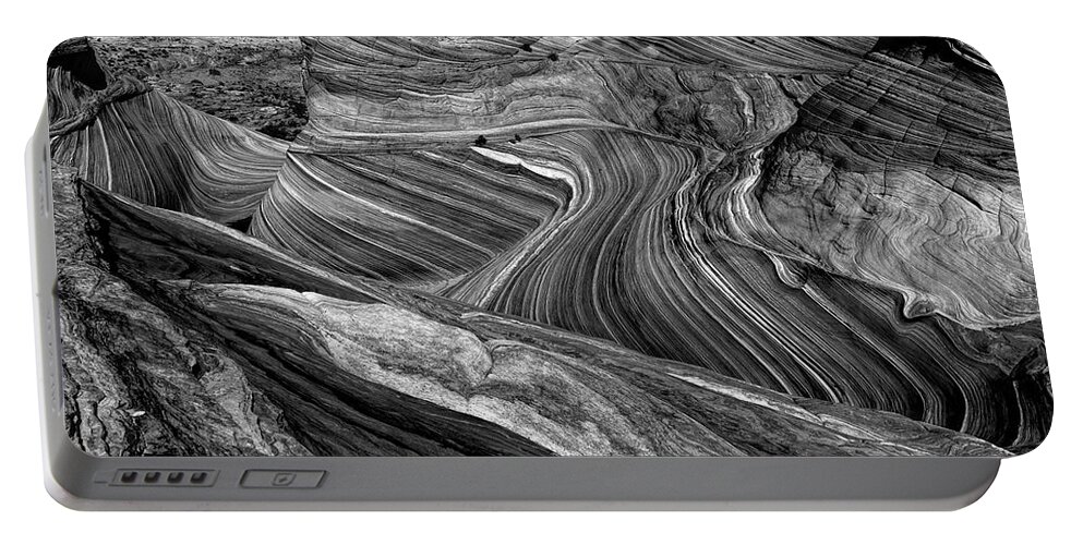 The Wave Portable Battery Charger featuring the photograph Another World B/W by Jonathan Davison
