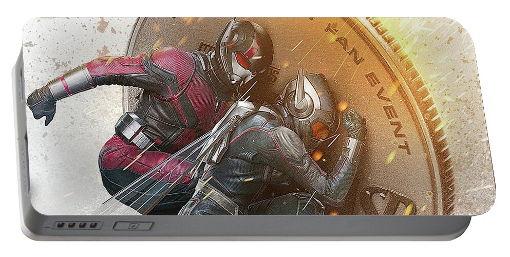Ant Man Portable Battery Charger featuring the mixed media Ant Man and the Wasp by Movie Poster Prints