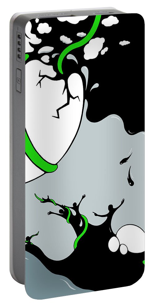 Climate Change Portable Battery Charger featuring the drawing Antagonist by Craig Tilley