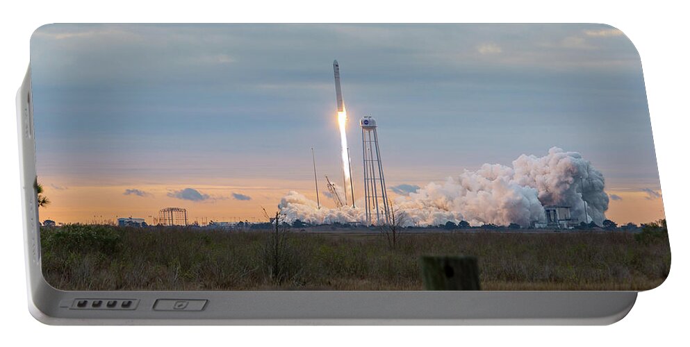 Antares Launch Portable Battery Charger featuring the photograph Antares Launch From Wallops Island by M C Hood