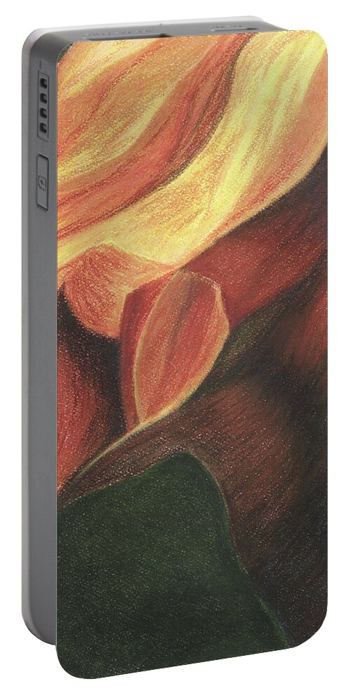 Antelope Canyon Portable Battery Charger featuring the pastel Antelope Canyon 3 by Anne Katzeff
