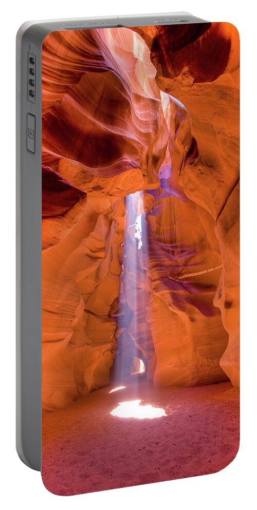 Antelope Canyon Portable Battery Charger featuring the photograph Antelope Canyon light shafts by Greg Smith