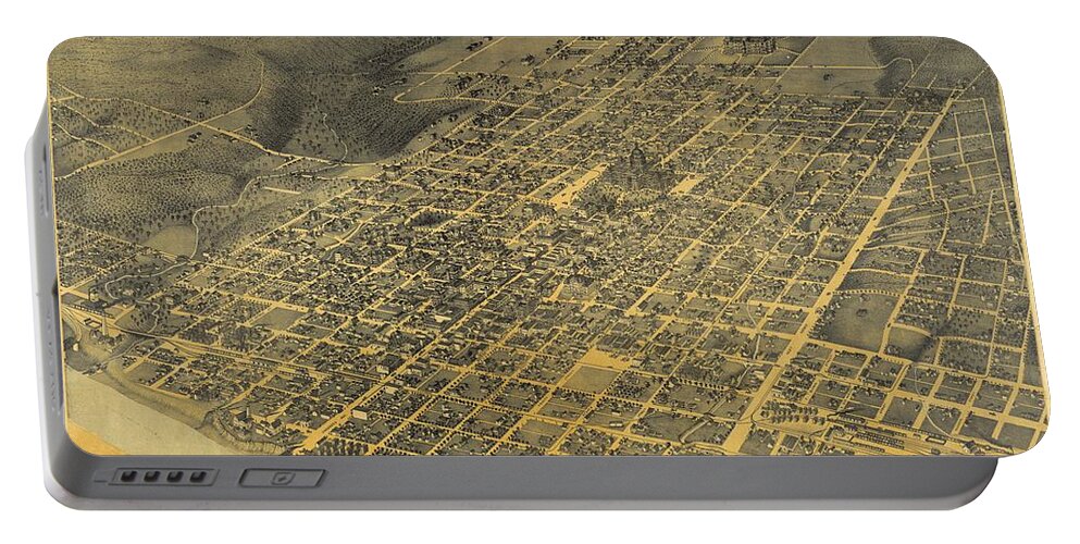 Antique Birds Eye View Map Of Austin Portable Battery Charger featuring the drawing Antique Maps - Old Cartographic maps - Antique Birds Eye View Map Of Austin, Texas, 1887 by Studio Grafiikka
