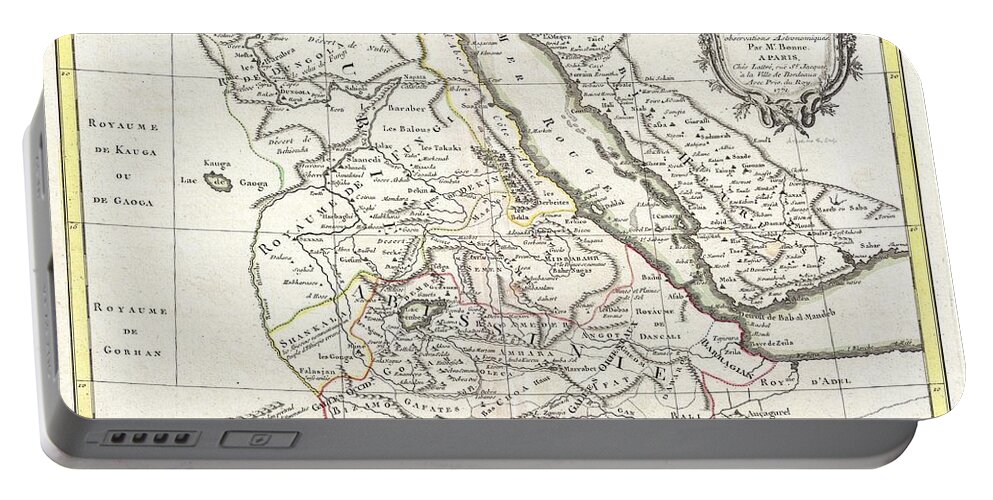 Antique Map Of Abyssinia Portable Battery Charger featuring the drawing Antique Maps - Old Cartographic maps - Antique Map of Abyssinia, Sudan and The Red Sea, 1771 by Studio Grafiikka