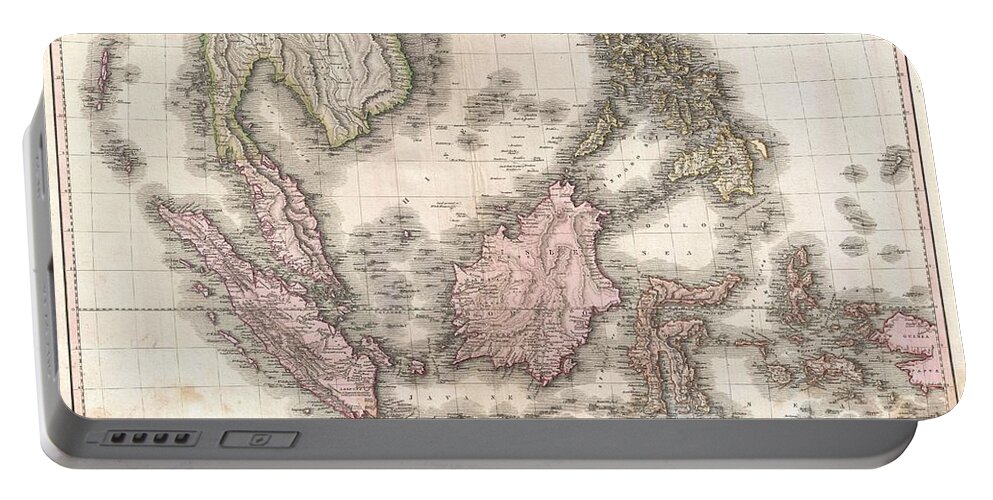 Antique Map Of East India Isles Portable Battery Charger featuring the drawing Antique Maps - Old Cartographic maps - Antique Map of the East India Isles, Indonesia, 1818 by Studio Grafiikka