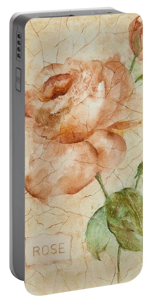 Rose Portable Battery Charger featuring the painting Antique Rose by Debbie Lewis