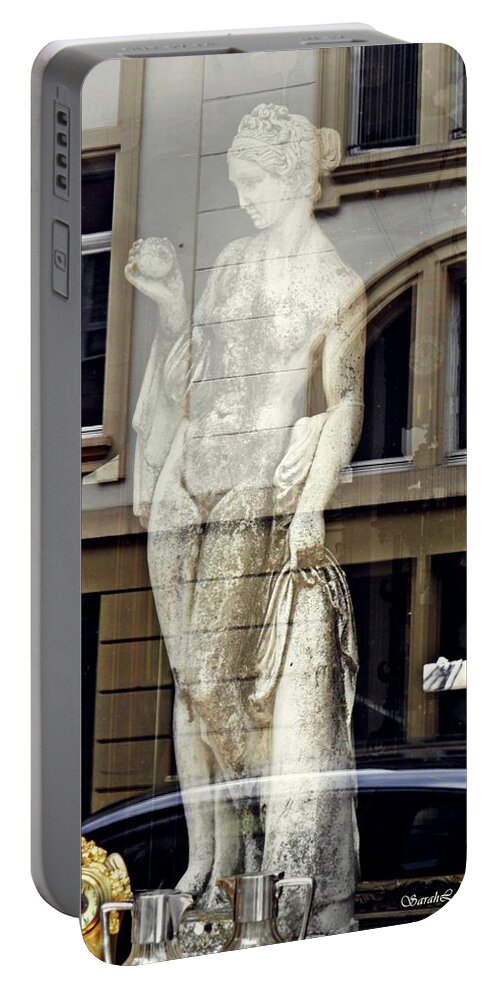 Statue Portable Battery Charger featuring the photograph Antiquities in Wiesbaden by Sarah Loft