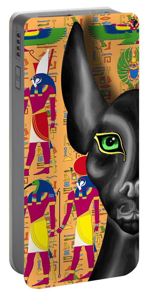 Anubis Portable Battery Charger featuring the painting Anubis by Neil Finnemore