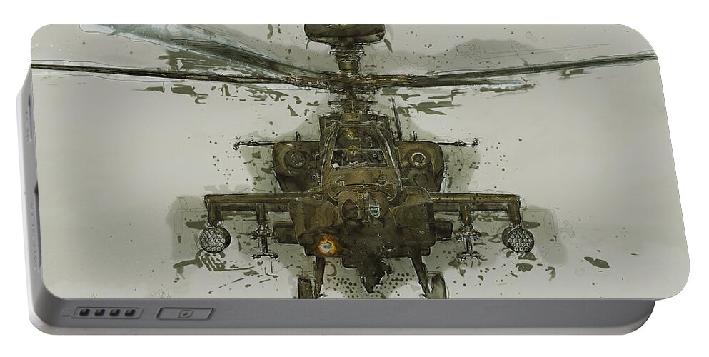 Ah-64 Portable Battery Charger featuring the digital art Apache Helicopter Abstract by Roy Pedersen