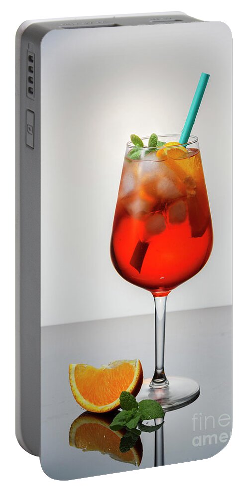 Spritz Portable Battery Charger featuring the photograph Aperol Spritz by Anastasy Yarmolovich