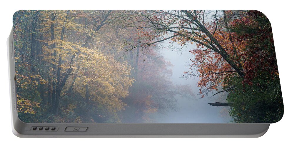 Outdoors Portable Battery Charger featuring the photograph Appalachian Mountains SC Chattooga Autumn Fog by Robert Stephens