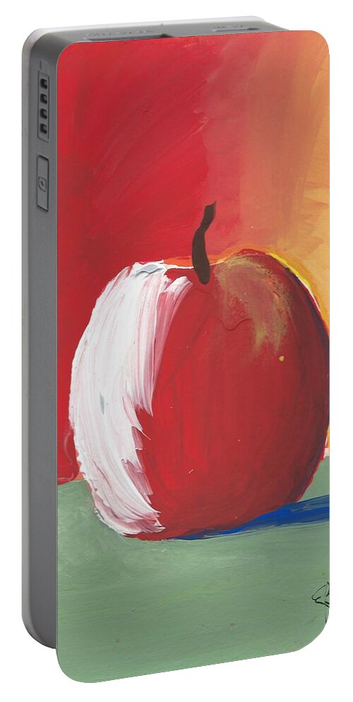 Abstract Apple Portable Battery Charger featuring the painting Apple 12 by Elise Boam