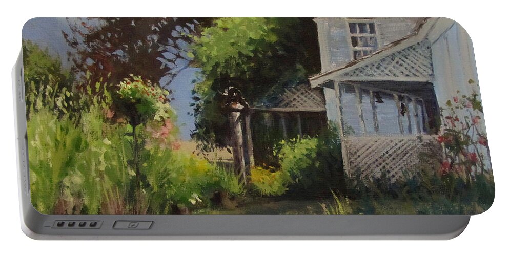 House Portable Battery Charger featuring the painting Applegate House by Karen Ilari