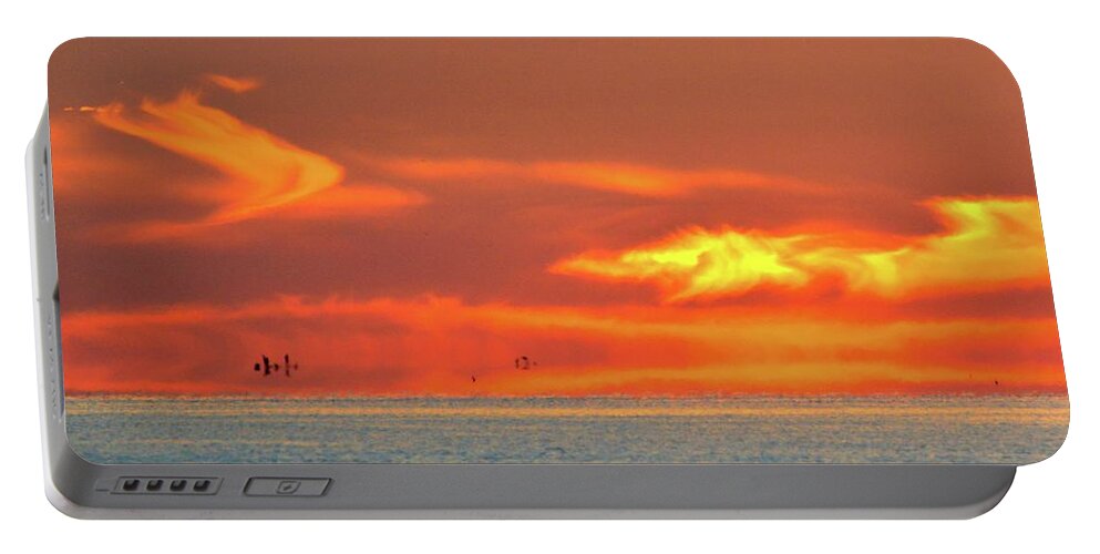 Abstract Portable Battery Charger featuring the photograph Approaching August Sunrise At Lake Simcoe 2 by Lyle Crump