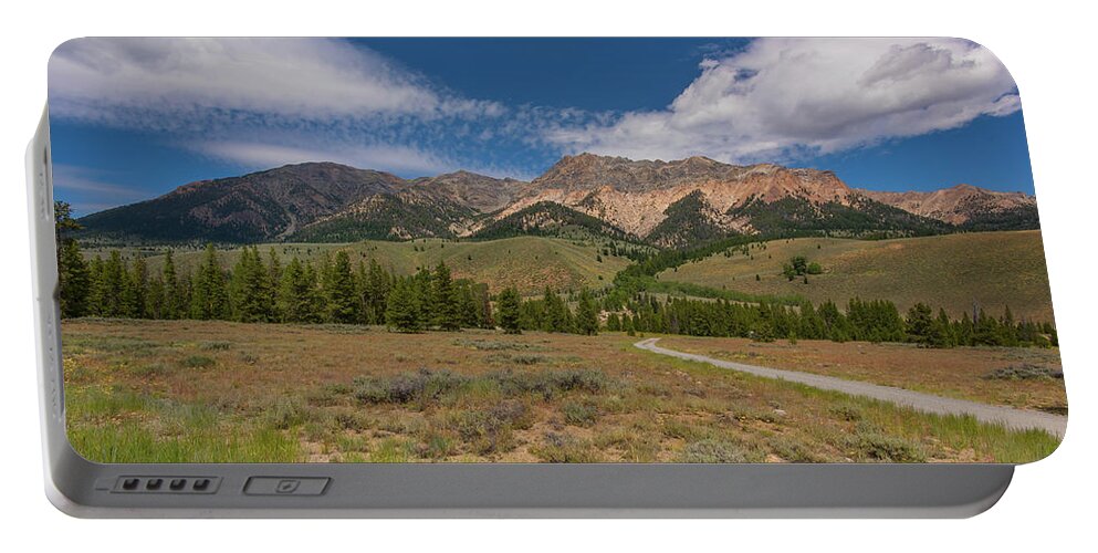 Brenda Jacobs Fine Art Portable Battery Charger featuring the photograph Approaching the Sawtooth Mountains by Brenda Jacobs